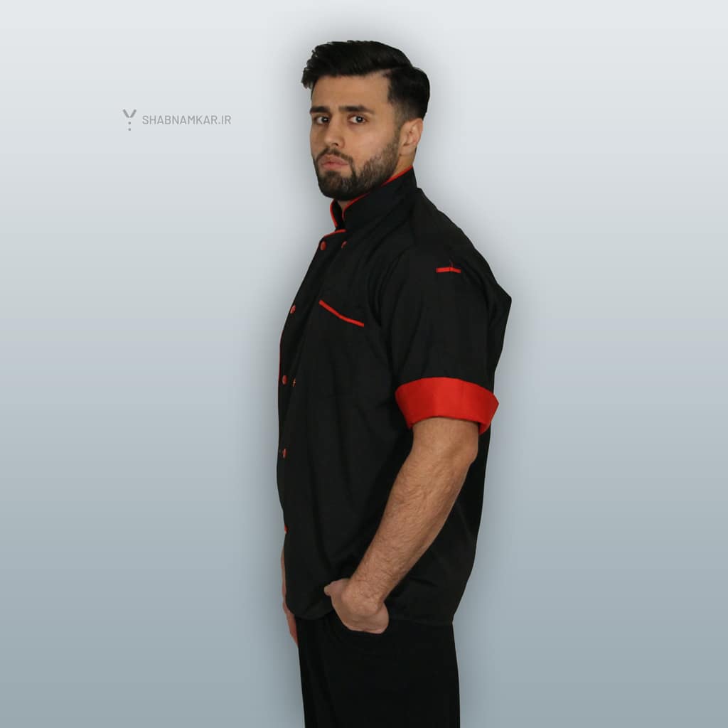 لباس فرم سرآشپز مردانه جیبدار دو لایه مشکی شبنم