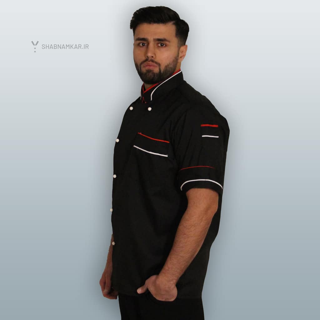 لباس فرم سرآشپز مردانه جیبدار دو یقه شبنم