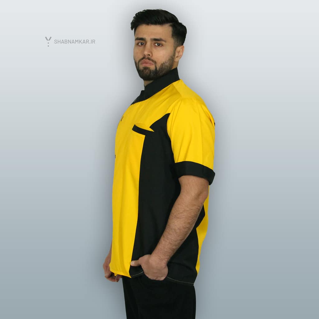 لباس فرم سرآشپز مردانه جیبدار دو یقه زرد شبنم