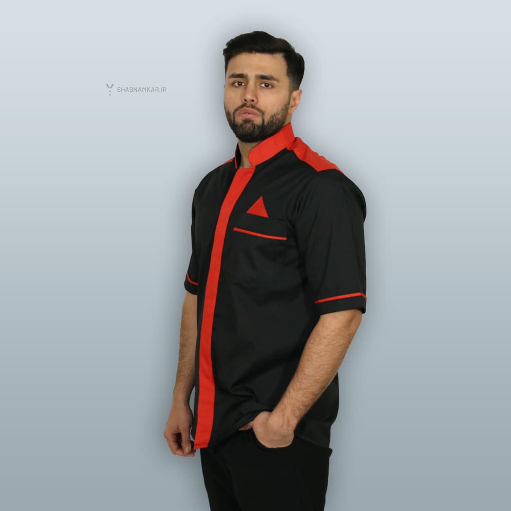 لباس فرم مردانه رستورانی جیبدار مشکی نیمرخ