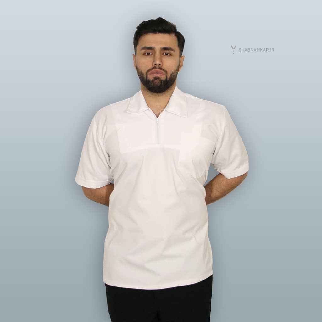 لباس فرم مردانه رستورانی جیبدار سفید شبنم