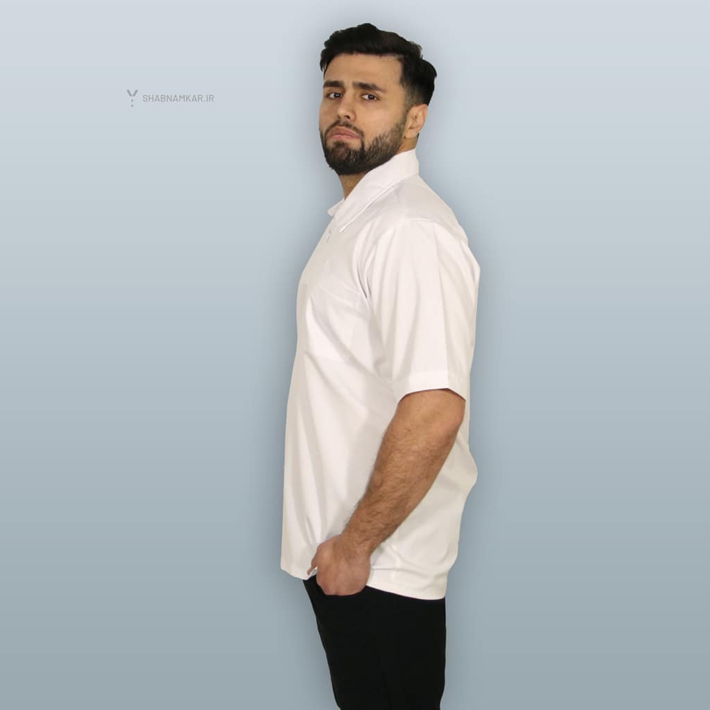 لباس فرم مردانه رستورانی جیبدار سفید شبنم