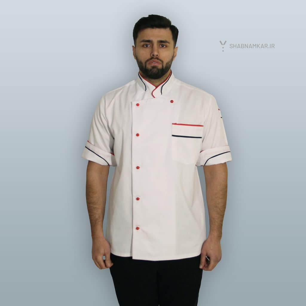 لباس فرم سرآشپز مردانه جیبدار دو یقه شبنم